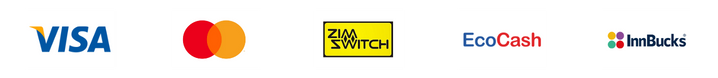 Accepted Payment Methods - Visa, Mastercard, ZimSwitch, EcoCash, InnBucks